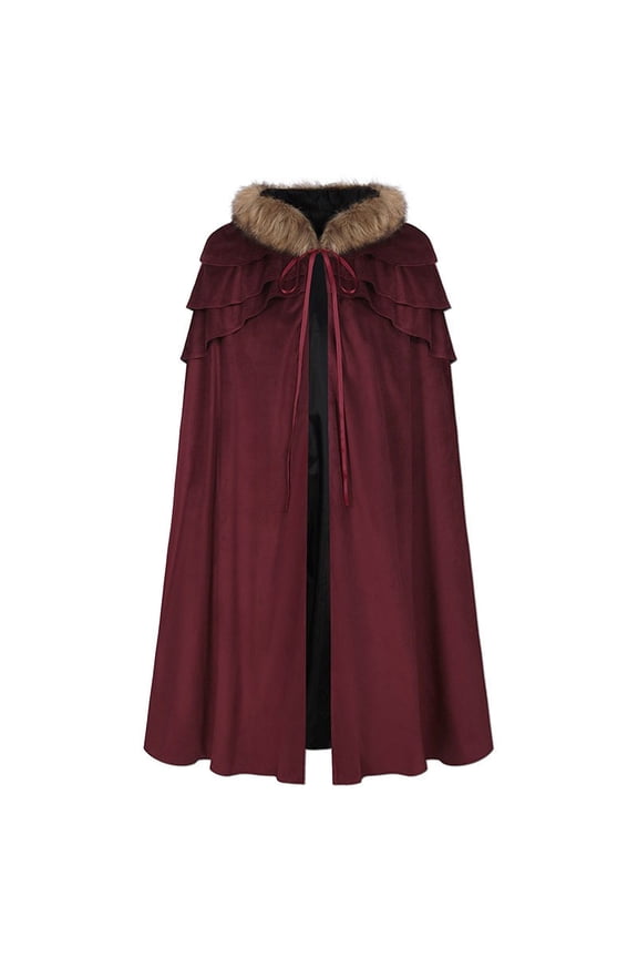 Halloween Cloak with Shoulder Pads Beaded Chain Hooded Cape for Performing Arts Ideal for Festivals and Events, One Size