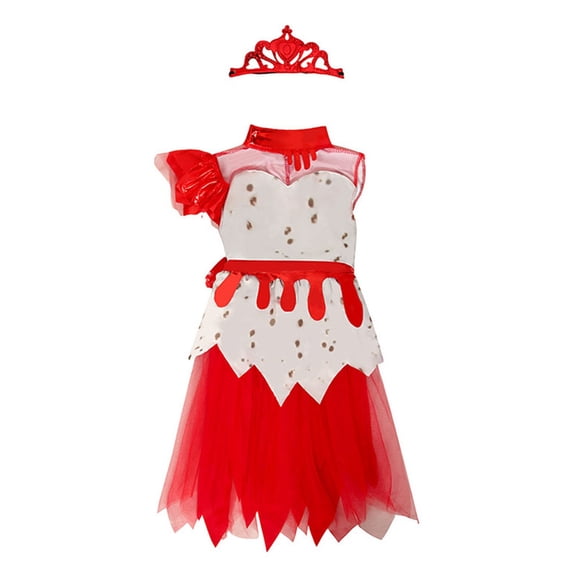Halloween Costumes Dresses Hat Headband Sash 4 Piece Outfit Sets #10 Red Size M