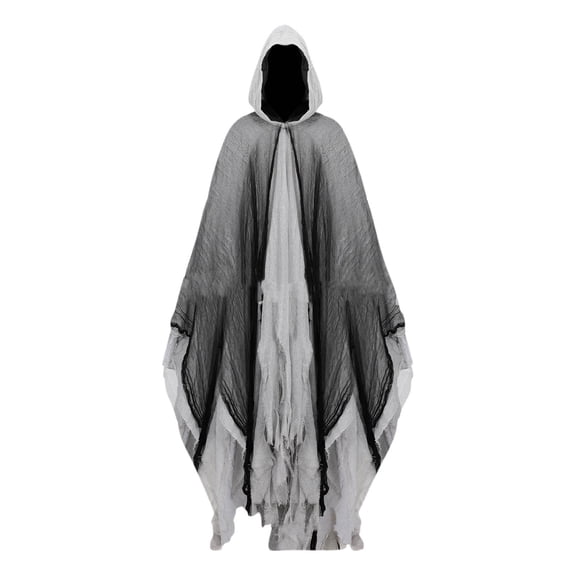 Halloween Costumes Ghost Hooded Cloak Retro Style Wizard Witch Death Robe Cape with Hood for Man Women Party Script Room Decoration