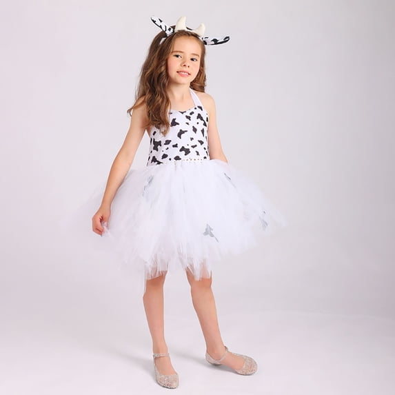 Halloween Costumes for Girls Giraffe Tutu Dress Set Halter Sleeveless Animal Print Tutu Dress with Matching Headband 2 Piece Kids Fancy Outfits Layered Party Dress for Cosplay Themed Party