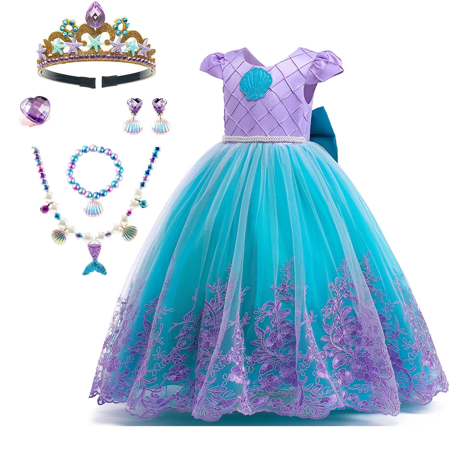 Halloween Costumes Girls Mermaid Princess Dresses Lace Tutu Ariel
