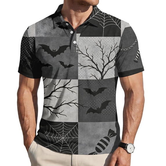 Halloween Costumes Golf T Shirts for Men, Funny Golf Polo Moisture Wicking Dry Fit Short Sleeve Halloween Sweatshirts