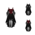 thumbnail image 1 of Halloween Costumes Gothic Style Dresses Plus Size Women's Fashion Midi Dresses with Long Flare Sleeves and Irregular Length for Parties, 1 of 5