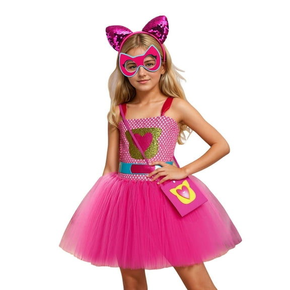 Halloween Kids Cartoon Dress Set for Performance Fairy Party Outfit Elegant Court Style Tutu Skirt, XL