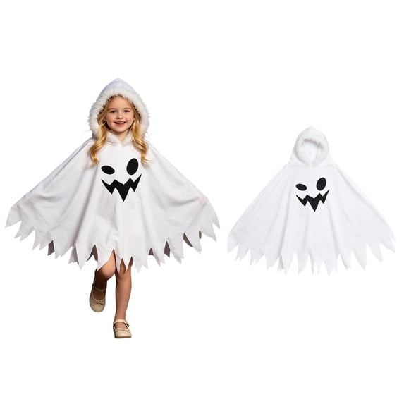 Halloween Kids Ghost Face Kids Hooded Cloak Halloween Party Outfit for Girl