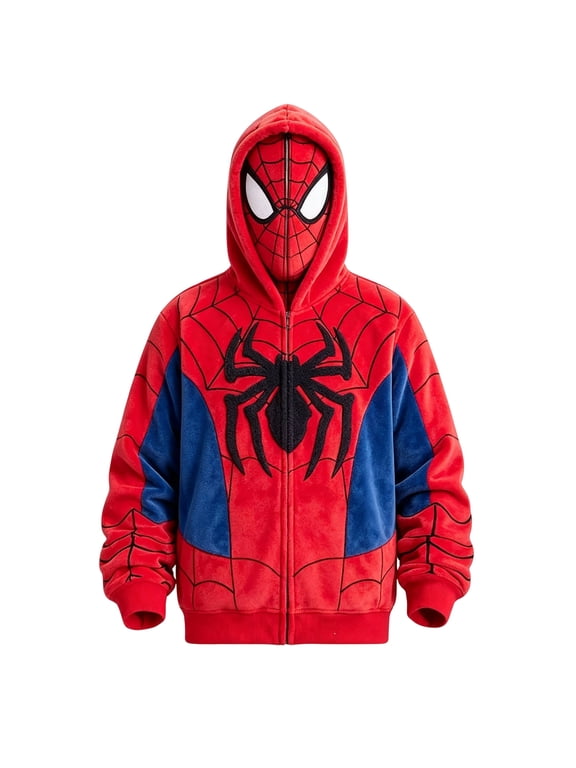 Halloween Costumes for Men Spider Costume Zip Hoodie Chenille Embroidered Casual Jacket Streetwear Adult Size Cosplay Hooded Jacket Streetwear Fashion Hoodie
