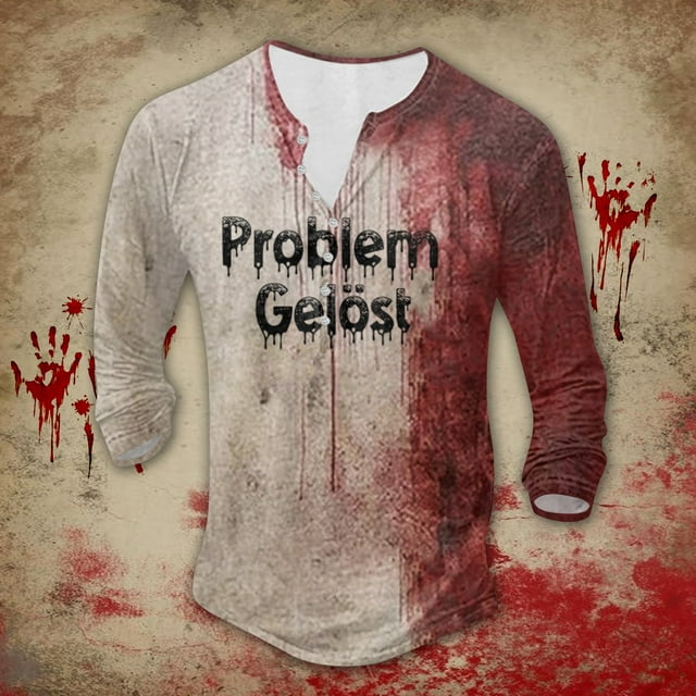 Halloween Costumes Men's Halloween Bloody Theme Buttoned Long Sleeve TShirt Black M4XL