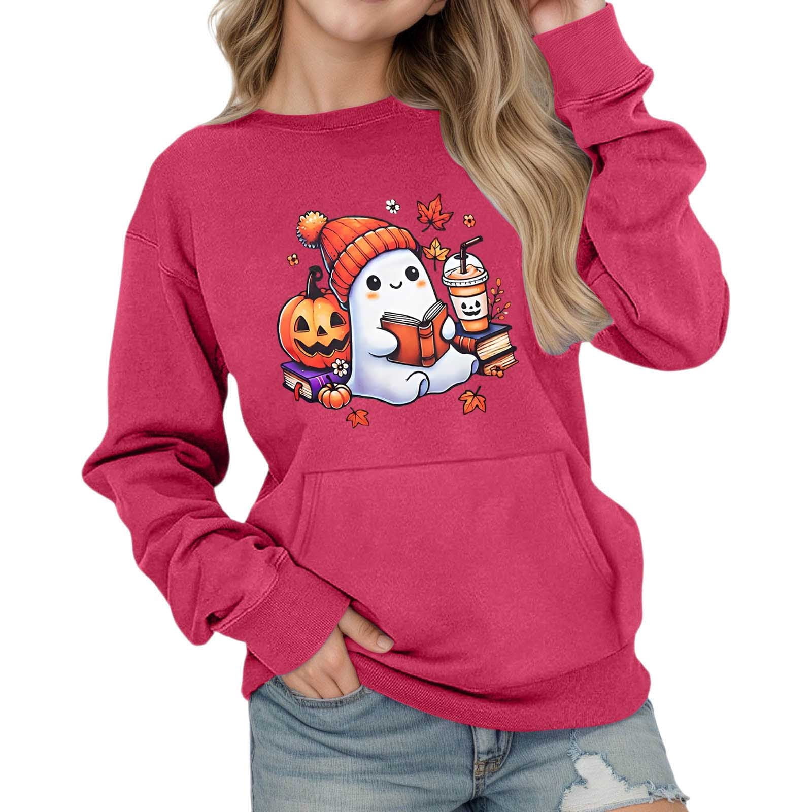 Girls Halloween-Themed Sweatshirt With Lace Inserts