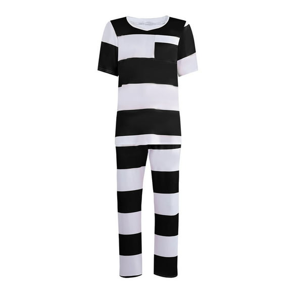 Halloween Prisoner Outfit for Themed Parties Events and Festivals Style Attire for Performances and Dress Ups, L