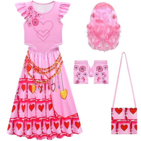 Halloween Costumes Rise of Red Cosplay 5Pcs, Top, Skirt, Handbag, Gloves and Wig Outfit, Full Dress-Up for Anime Themed Party Events