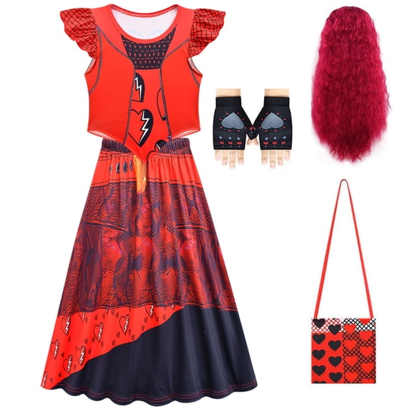 Halloween Costumes Rise of Red Cosplay 5Pcs, Top, Skirt, Handbag, Gloves and Wig Outfit, Full Dress-Up for Anime Themed Party Events