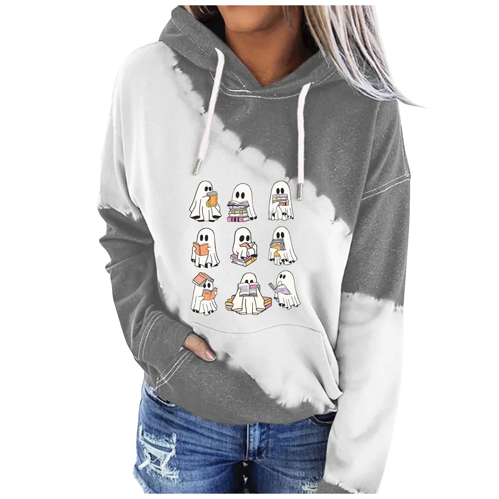 Halloween Costumes Woman 2024 Cute Ghost Graphic Hooded Sweatshirts