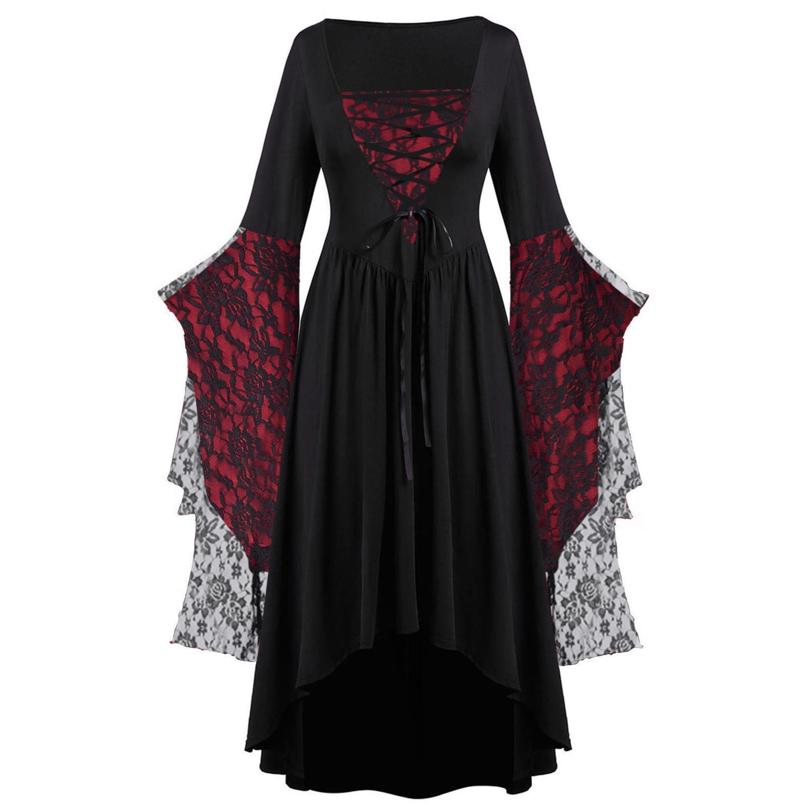 Halloween Costumes Woman 2024 Lace Plus Size Renaissance Dress