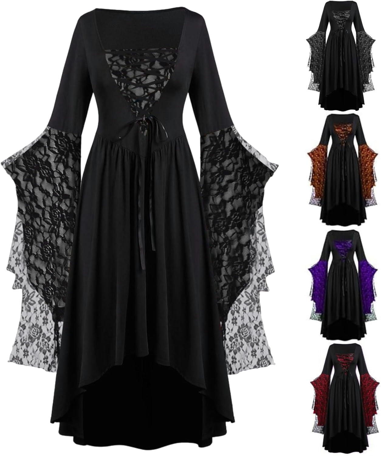Halloween Costumes Woman 2024 Lace Plus Size Renaissance Dress