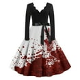 thumbnail image 1 of Halloween Costumes Woman 2024 Plus Size Bloody Dress V Neck Long Sleeve Blood Vintage Dresses Scary Cocktail Swing Dress Halloween Funny Adult Halloween Costumes, 1 of 6