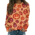 Halloween Costumes Woman 2024 Pumpkin Bats Pattern Pullover Tops Long