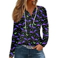 Halloween Costumes Woman 2024 Pumpkin Bats Print Shirts Drawstring