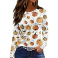 Halloween Costumes Woman 2024 Pumpkin Bats Print TShirts Long Sleeve