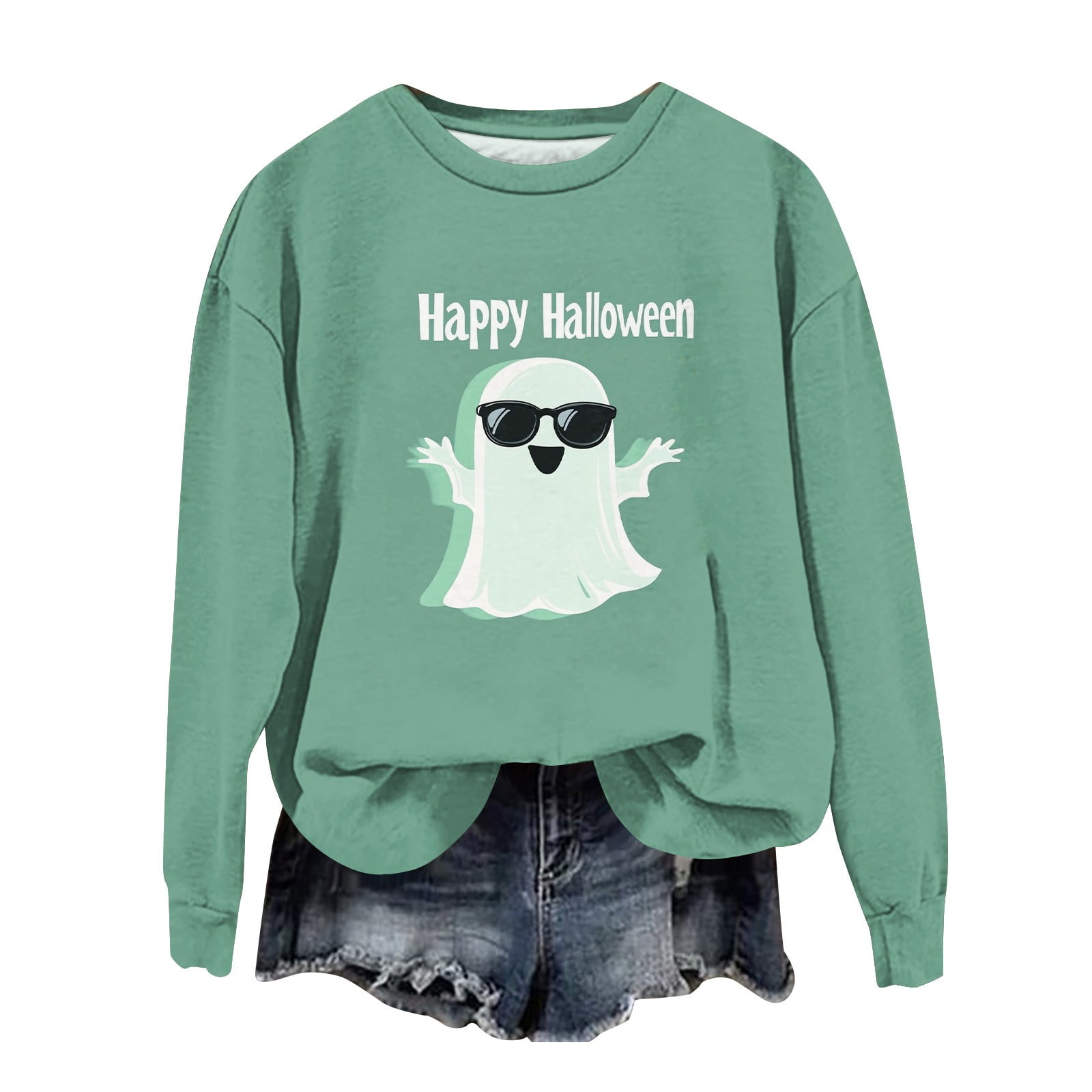 Halloween Costumes for Women Cute Ghost Graphic Pullover Sweaters Long
