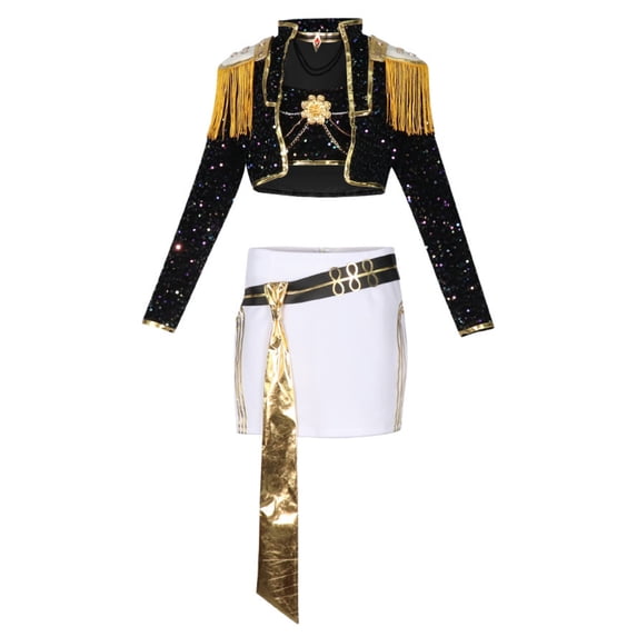 Halloween Costumes for Women Pop Star Idol Cosplay Set of 11, Waist Chain, Choker, Shoulder Accessories Outfit, Full Dress-Up Apparel for Anime Singer Stage