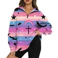 Halloween Costumes for Women Pumpkin Bats Print Y2K Oversized Pullover
