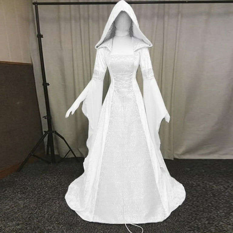 Halloween Costumes for Women Sexy 2022 Women's Gothic Witch Dress Medieval  Corset Renaissance Dress with Hood Victorian Dresses Halloween Cosplay  Costume 