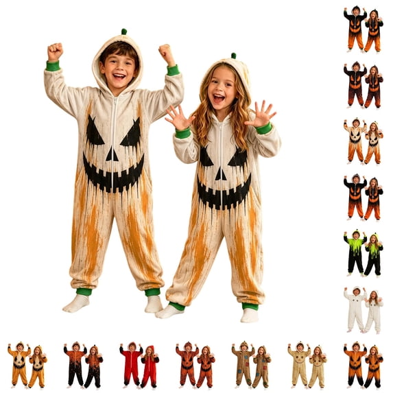 Halloween for Boys Girls Zipper Long Sleeve Romper Hooded Jumpsuit Cosplay Outfits
