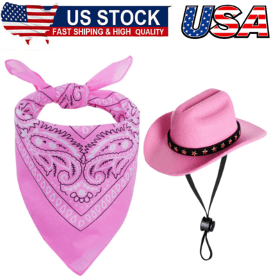 Halloween Costumes for Dogs Cat Pet Cowboy Costume Cowboy Hat with Bandana Set
