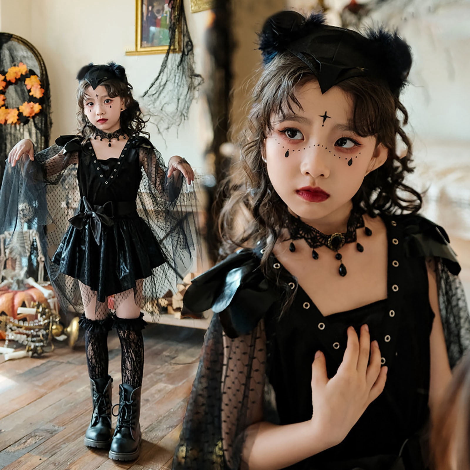 Halloween Costumes for Girls 1012 Black Gothic Dress Descendants