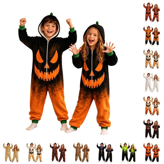 Halloween Costumes for Girls Boys Long Sleeve Zip Up Jumpsuit Romper Halloween Clothes for Unisex