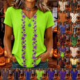 thumbnail image 1 of Halloween Costumes for Women V Neck Fall Funny Halloween Party Graphic Short Sleeve T-Shirt Festival Fashion Pullover Tops Army Green M, 1 of 6