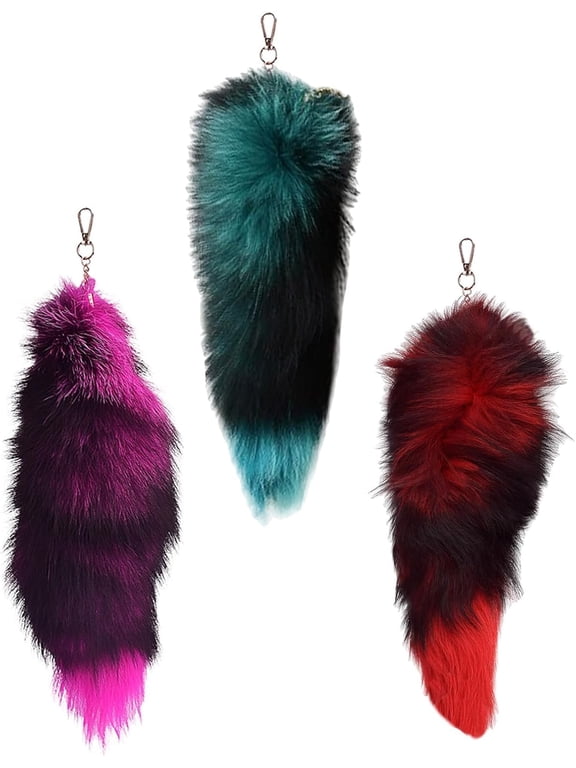 Halloween Costumes therian tail fox tail keychain furry tail backpack accessories cat tail fox costume Cosplay(RL)