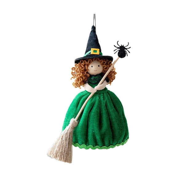 Halloween Cotton Broom Girl Pendant, Decorative Hanging Ornament for Home Door Party Decor, Spooky Halloween Festival Accessory with Classic Witch Style, Indoor Outdoor Holiday Scene Decoration