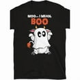 thumbnail image 1 of Halloween Cotton Casual Funny Cow Ghost Graphic Tee T Shirt Top Cute Moo Design Soft Black S-5XL, 1 of 5