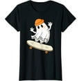 thumbnail image 1 of Halloween Cotton Casual Ghost Skateboard Graphic Tee T Shirt Top Spooky Design Crewneck Black S-5XL, 1 of 5