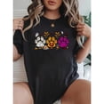 thumbnail image 1 of Halloween Cotton Dog Lovers Paw Print Graphic Tee T Shirt Top for Pet Owners Short Sleeve Round Neck Black S-5XL, 1 of 5