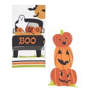Halloween Cotton Kitchen Towel Set, 2-Pack, Pumpkin Truck Boo Design, 16x26 inch