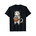 thumbnail image 1 of Halloween Cotton Opossum Graphic Tee T Shirt Top Mummy Pumpkin Trick Or Treat Design Short Sleeve Black S-5XL, 1 of 5