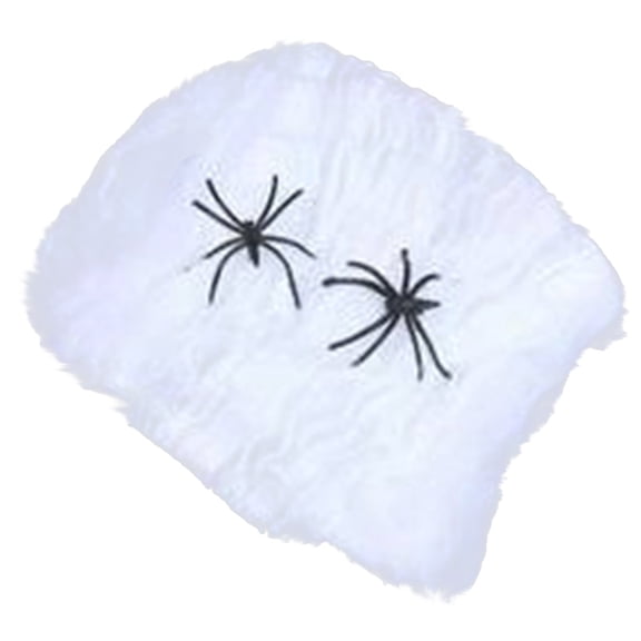 Halloween Cotton Spider Web Decoration Set with Spiders, Fake Cobweb Silk Props for Outdoor Indoor Haunted Party, Escape Room Bar Scene Decor