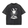 thumbnail image 1 of Halloween Cotton Washed Whimsical Ghost Pumpkin T Shirt Spooky Fun Graphic Tees Tops Black S-2XL Plus Size, 1 of 5