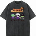 thumbnail image 1 of Halloween Cotton Witch Graphic Tee T Shirt Top Skeleton Zombie Design Crew Neck Regular Fit Black S-2XL Plus Size, 1 of 5