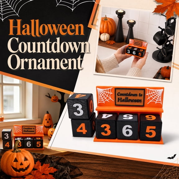 Halloween Countdown Calendar Block-Large Wooden Advent Calendar for Indoor Decor Spooky Daily Countdown to Halloween for Living Room Bedroom&Party Decorations Halloween Birthday Gift