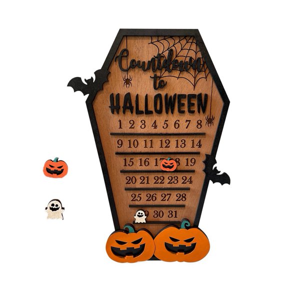 Halloween Countdown Calendar for Desk Decoration-Halloween DIY Coffin Modeling Countdown Calendar,Halloween Cutting Three Decor Bat Ornament Wall Hanging Detachable