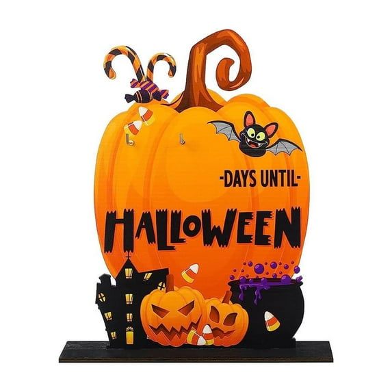Halloween Countdown Calendar, Pumpkin Wooden Desk Calendar Home Decor Party Favor Gift