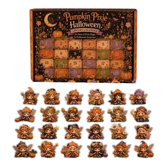 Halloween Countdown Calendar with 24 Mini Figures, Advent Calendar for Student and Party Decor, Gift Box Set for Fall Celebrations