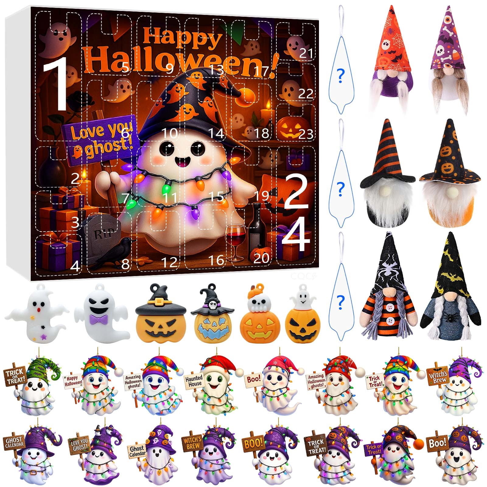 Halloween Countdown Plush Gnome Gift Set, Halloween Advent Calendar ...