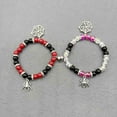 thumbnail image 1 of Halloween Couple Magnetic Bracelet with Spider Pendant and Red Black Beads, Adjustable Design for Spooky Holiday Gifts and Couples Events, 1 of 7