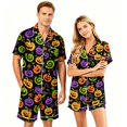 thumbnail image 1 of Halloween Couple Pajamas Matching Sets Halloween Pj Set Spooky Pajamas Women Halloween Pajamas Button Up Pajamas Matching Pajamas for Couples 2 Piece Lounge Set Button Down Pajama, Purple, L, 1 of 5