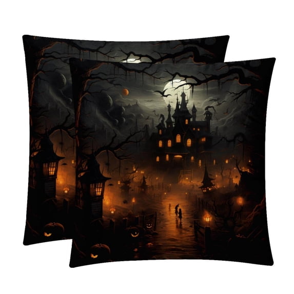 Halloween Covers Set of 2 - Available in 16x16, 18x18, 20x20 Inches with Unique Patterns - for Home Decor, Throw Pillow Inserts, Pillow Inserts, Bed Pillow - Ideal for All Occasions!