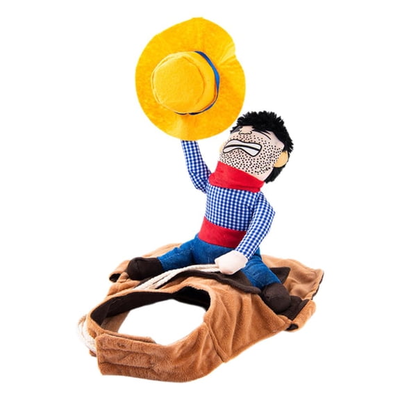 Halloween Cowboy Dog Costume, Funny Pet Outfit with Hat for Medium Dogs, 1pc